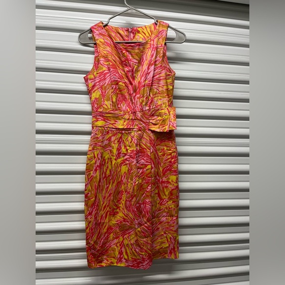 Just...Taylor Orange and Pink Sheath Midi Dress Size 2 - Picture 6 of 6